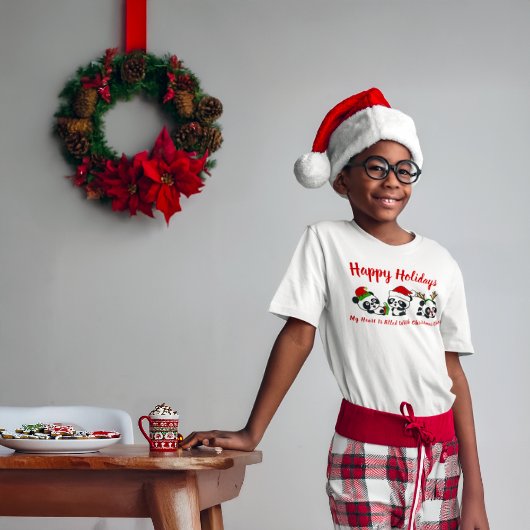 クリスマスパーソナライズされたパンダ Tシャツ