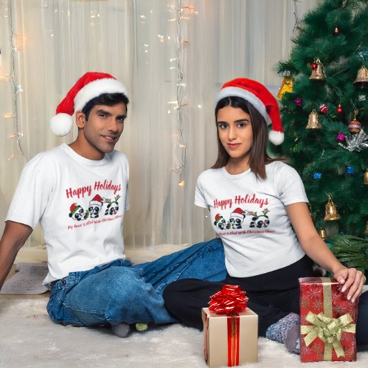 クリスマスパーソナライズされたパンダ Tシャツ