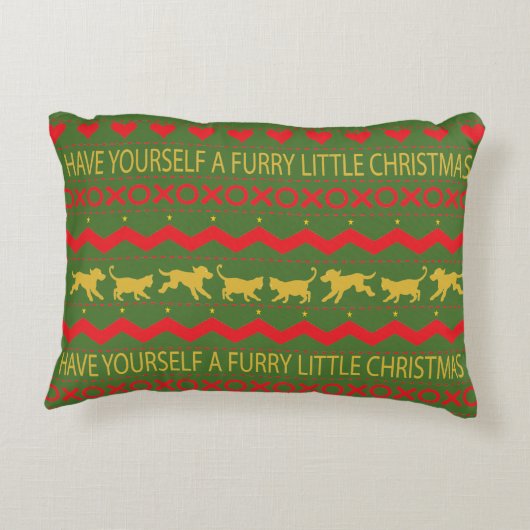 クリスマスパーソナライズされたピロー「毛皮のクリスマス」犬/猫 アクセントクッション (裏面)