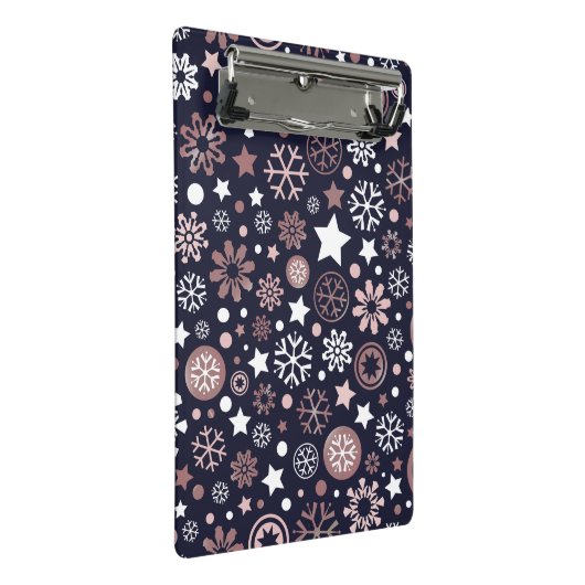 クリスマスパーソナライズされたピンクの金ゴールド雪 ミニクリップボード (アングル)