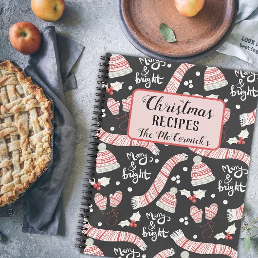 クリスマスパーソナライズされたファミリー名レシピ ノートブック