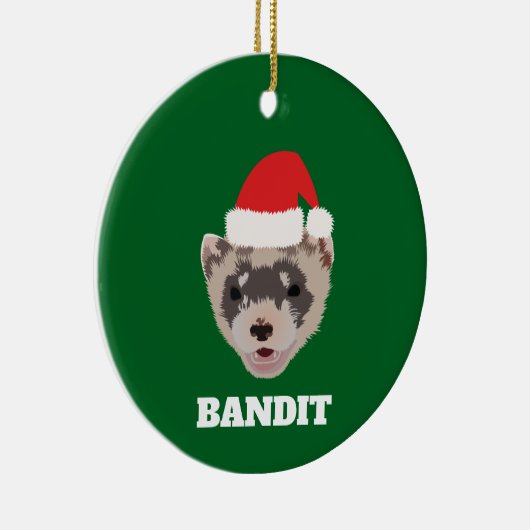 クリスマスパーソナライズされたフェレット セラミックオーナメント (右)