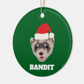 クリスマスパーソナライズされたフェレット セラミックオーナメント (左)