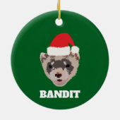 クリスマスパーソナライズされたフェレット セラミックオーナメント (裏面)