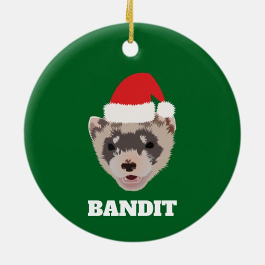 クリスマスパーソナライズされたフェレット セラミックオーナメント (裏面)