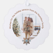クリスマスパーソナライズされたフォトリースとタイポグラフィ オーナメントカード (裏面)