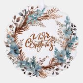 クリスマスパーソナライズされたフォトリースとタイポグラフィ オーナメントカード (正面)