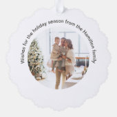 クリスマスパーソナライズされたフォトリースとタイポグラフィ オーナメントカード (裏面)