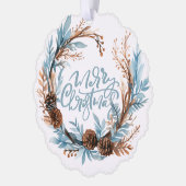 クリスマスパーソナライズされたフォトリースとタイポグラフィ オーナメントカード (左)