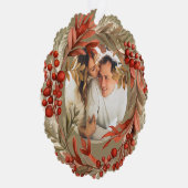 クリスマスパーソナライズされたフォトリースレッドベリー オーナメントカード (右)