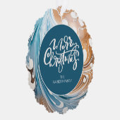 クリスマスパーソナライズされたフォト大理石とタイポグラフィ オーナメントカード (右)