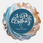 クリスマスパーソナライズされたフォト大理石とタイポグラフィ オーナメントカード (正面)