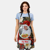 クリスマスパーソナライズされたフローラシェフ母の写真 エプロン (着用した状態)