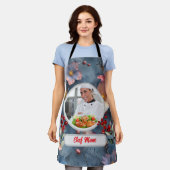 クリスマスパーソナライズされたフローラシェフ母の写真 エプロン (着用した状態)