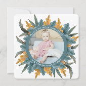 クリスマスパーソナライズされたブルーのオレンジ葉色の写真 シーズンカード (正面)