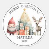 クリスマスパーソナライズされたプレゼント ラウンドシール (正面)
