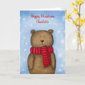 クリスマスパーソナライズされたベアーキッズのクリスマスカード カード (黄色い花)