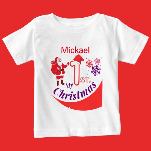 クリスマスパーソナライズされたベビー「My 1st Christmas」 ベビーTシャツ