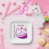 クリスマスパーソナライズされたベビー「My 1st Christmas」 ペーパープレート (パーティー)