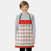 クリスマスパーソナライズされたペパーミントキャンディー エプロン (着用した状態)
