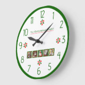 クリスマスパーソナライズされたペパーミントキャンディー ラージ壁時計 (傾斜)