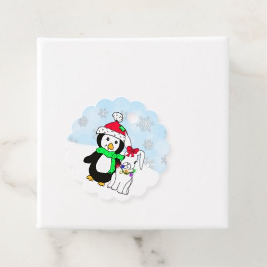 クリスマスパーソナライズされたペンギンスノー フェイバータグ (インサイチュ)