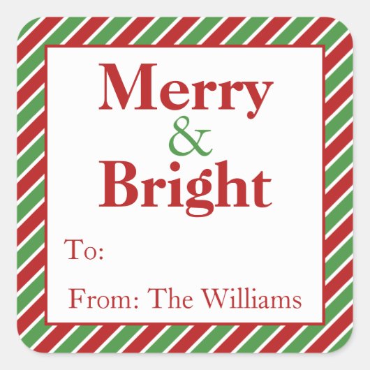 クリスマスパーソナライズされたホリデーギフトラベルシール スクエアシール (正面)