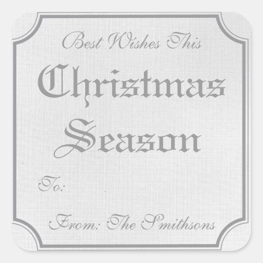 クリスマスパーソナライズされたホリデーギフトラベルシール スクエアシール (正面)