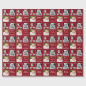 クリスマスパーソナライズされたホリーレッド ラッピングペーパー (フラット)