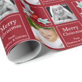 クリスマスパーソナライズされたホリーレッド ラッピングペーパー (ロールコーナー)