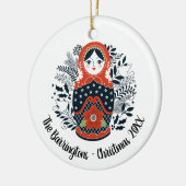 クリスマスパーソナライズされたマトリョーシカのネスティングドール セラミックオーナメント (左)