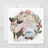 クリスマスパーソナライズされたムース写真枠丸 シーズンカード (正面)