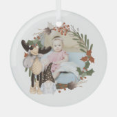 クリスマスパーソナライズされたムース及び格言フォトフレーム ガラスオーナメント (正面)