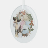 クリスマスパーソナライズされたムース及び格言フォトフレーム ガラスオーナメント (正面左)