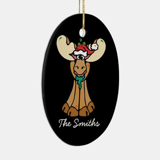 クリスマスパーソナライズされたムース漫画 セラミックオーナメント (右)