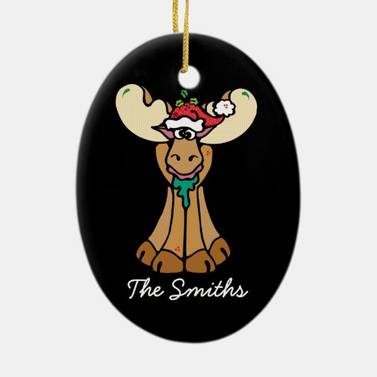 クリスマスパーソナライズされたムース漫画 セラミックオーナメント (裏面)