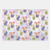 クリスマスパーソナライズされたメッセージテンプレートテディベア ラッピングペーパーシート (正面2)