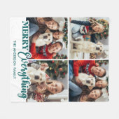 クリスマスパーソナライズされたモダンファミリーフォトコラージュ フリースブランケット (正面(横))