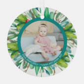 クリスマスパーソナライズされたモダンリースフォトフレーム ガラスオーナメント (裏面)