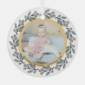 クリスマスパーソナライズされたモダンリースフォトフレーム ガラスオーナメント (正面)