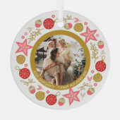 クリスマスパーソナライズされたモダンリースフォトフレーム ガラスオーナメント (裏面)