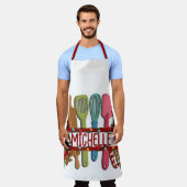 クリスマスパーソナライズされたモノグラム エプロン (着用した状態)