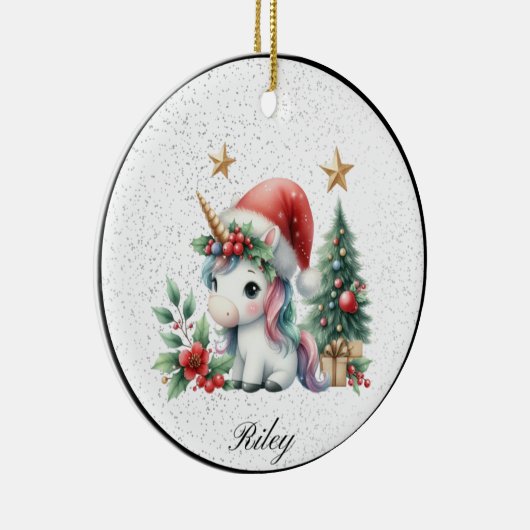 クリスマスパーソナライズされたユニコーンオーナメント セラミックオーナメント (右)