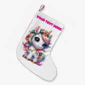 クリスマスパーソナライズされたユニコーンストッキング スモールクリスマスストッキング (正面 (吊り時))