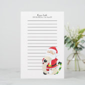クリスマスパーソナライズされたリスト付きサンタ並木 便箋 (スタンド正面)