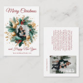 クリスマスパーソナライズされたリースのフォトカード ノートカード (正面/裏面)
