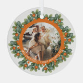 クリスマスパーソナライズされたリースの写真立て ガラスオーナメント (裏面)