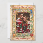 クリスマスパーソナライズされたリースをテーマにした シーズンカード (正面)