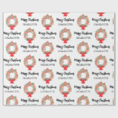 クリスマスパーソナライズされたリースギフト ラッピングペーパー (フラット)