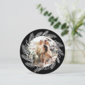 クリスマスパーソナライズされたリースフォトフレームラウンド シーズンカード (スタンド正面)